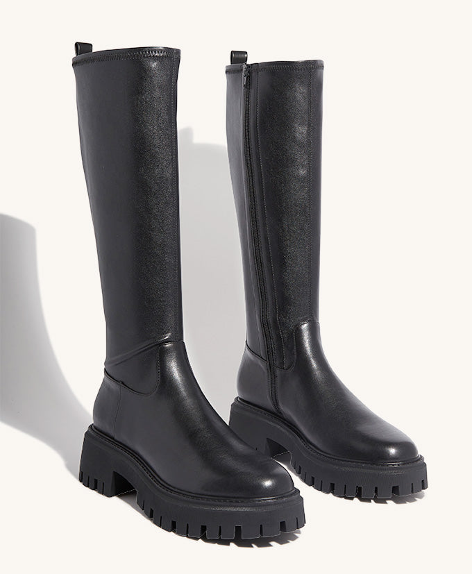 Flint Knee High Combat Boot - Boots Long | Womens Shoes - Mi Piaci