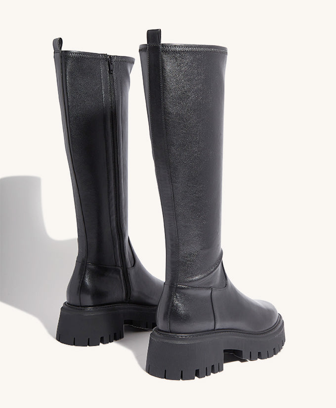 Flint Knee High Combat Boot - Boots Long | Womens Shoes - Mi Piaci