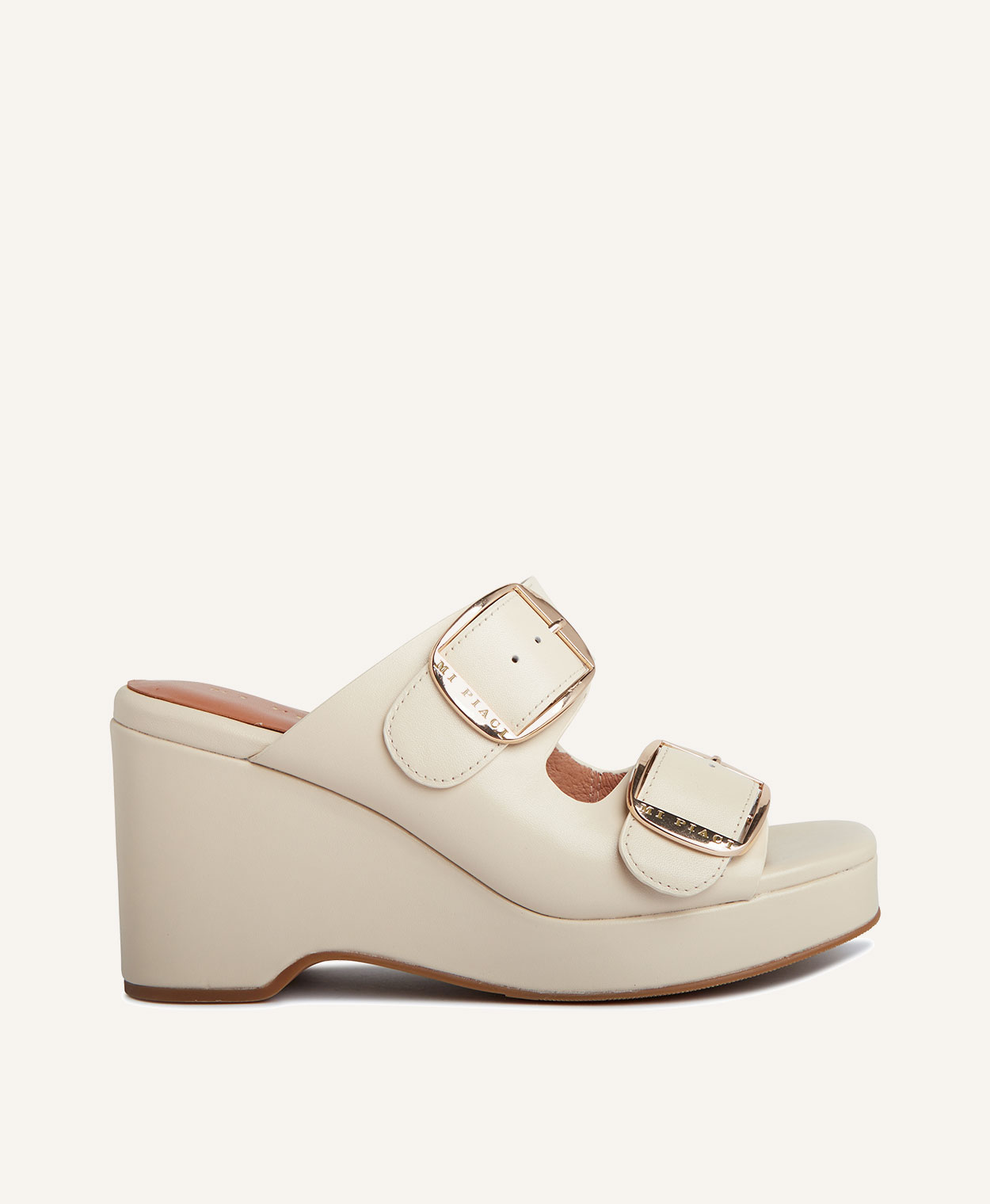 Cream hot sale leather wedges