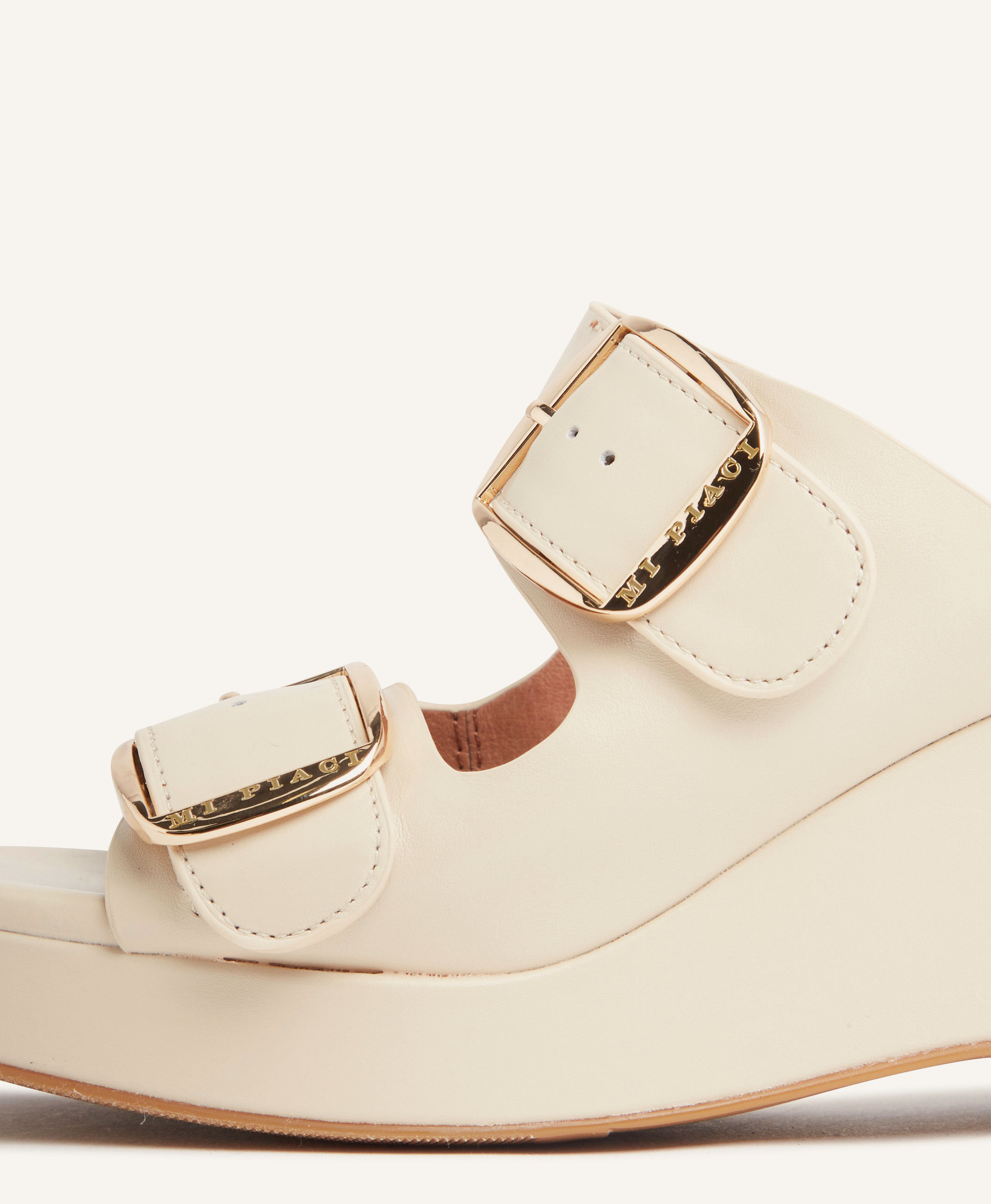 Cream leather wedges online