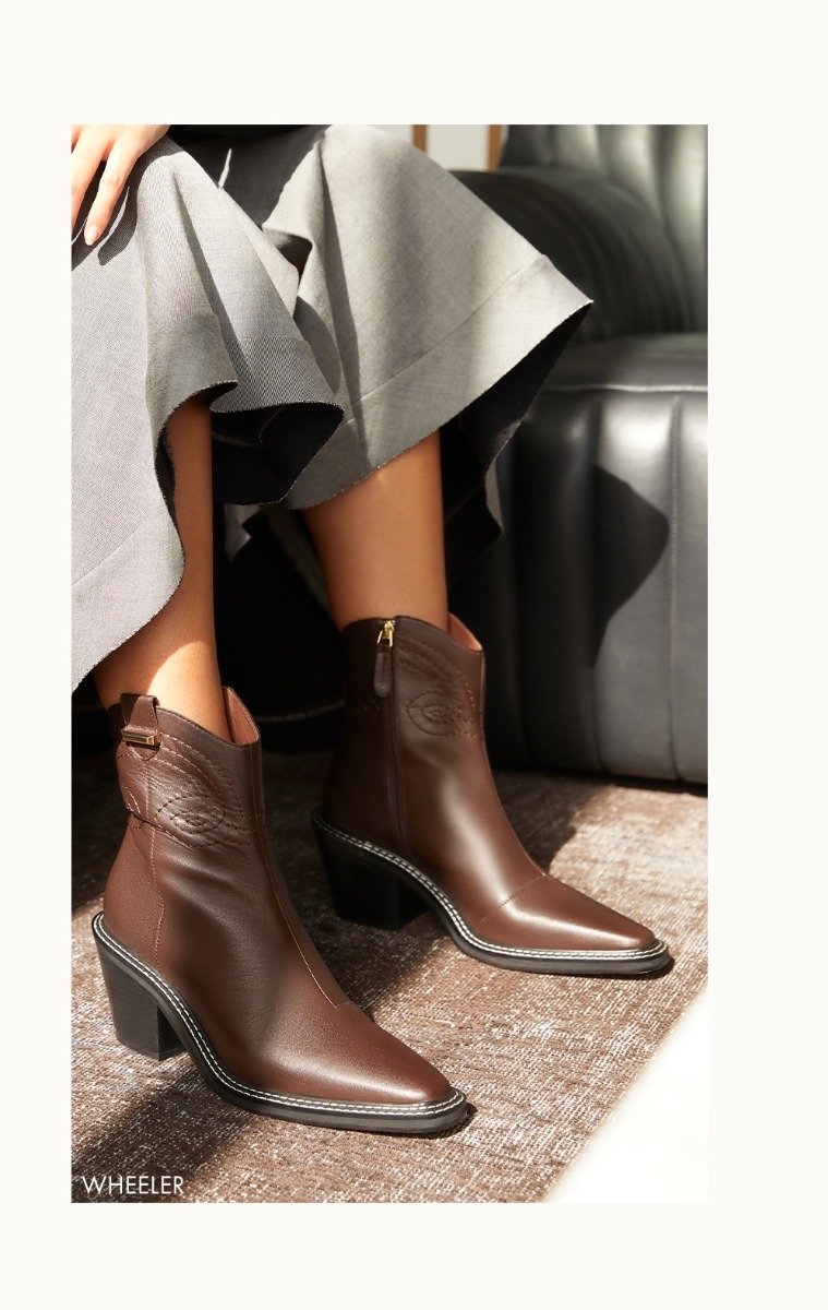 Shop Wheeler Cowboy Boot in Dark Coffee Brown Leather