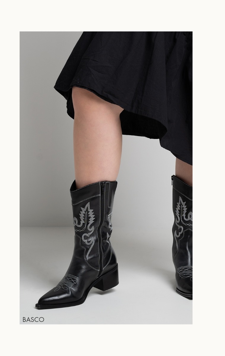 Shop Basco Cowboy Boot in Black Leather